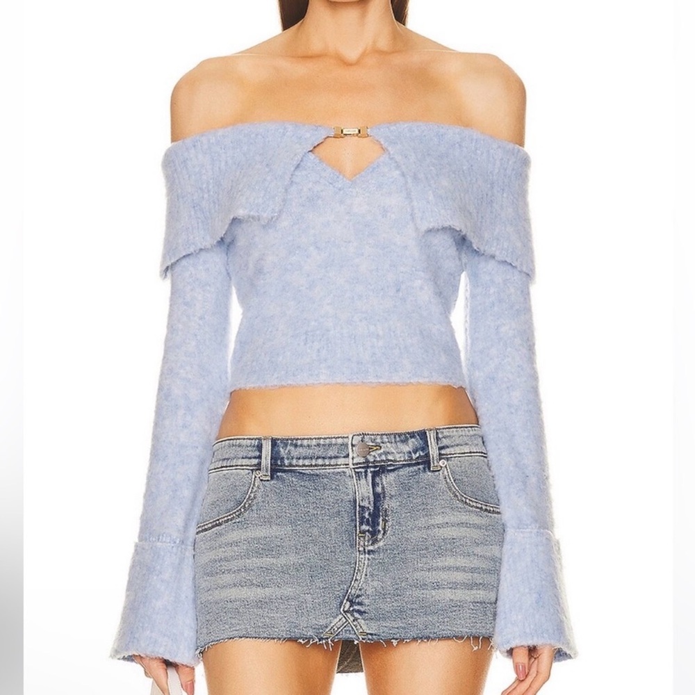 Cult Gaia Off-Shoulder Sweater in Soft Blue